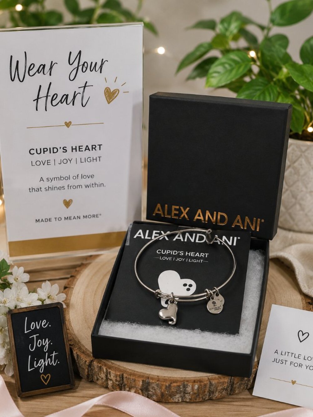 Alex and Ani "Cupid's Heart" Expandable Wire Bangle